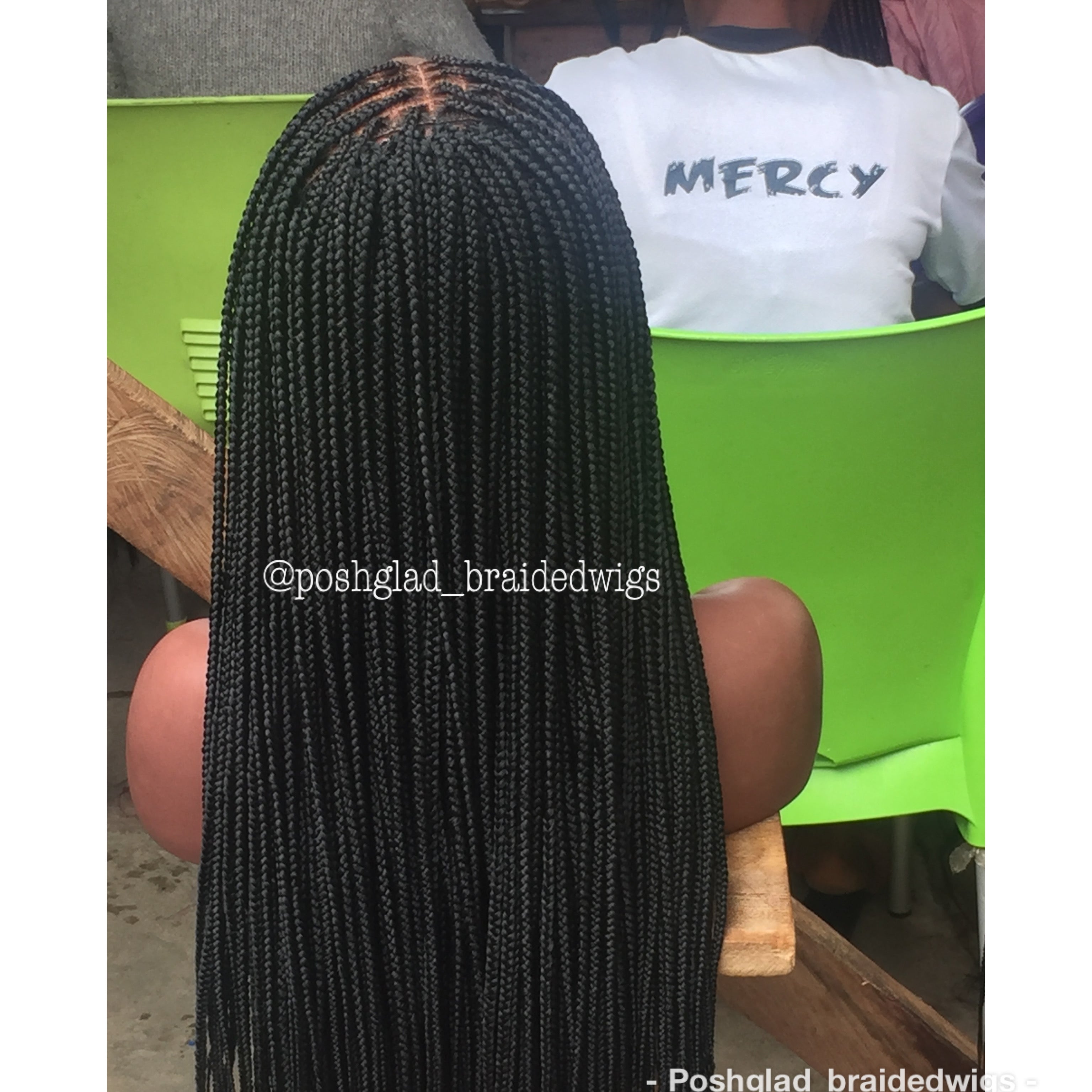 Knotless Braid Wig, 13x4 Lace Frontal, Color 1B, Glueless (Sade)