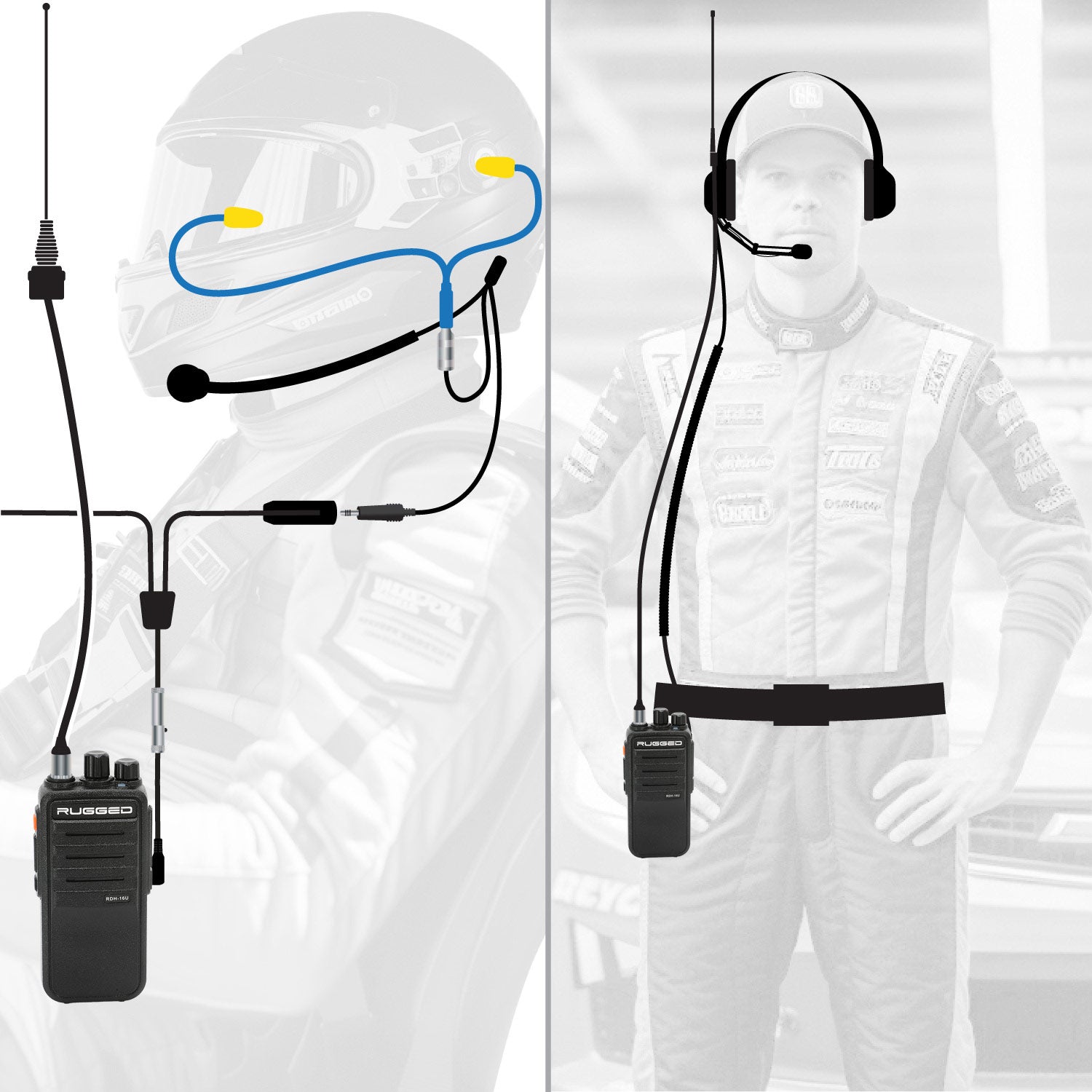 IMSA Driver and Crew Chief Long Track Racing Kit with RDH16 Radios