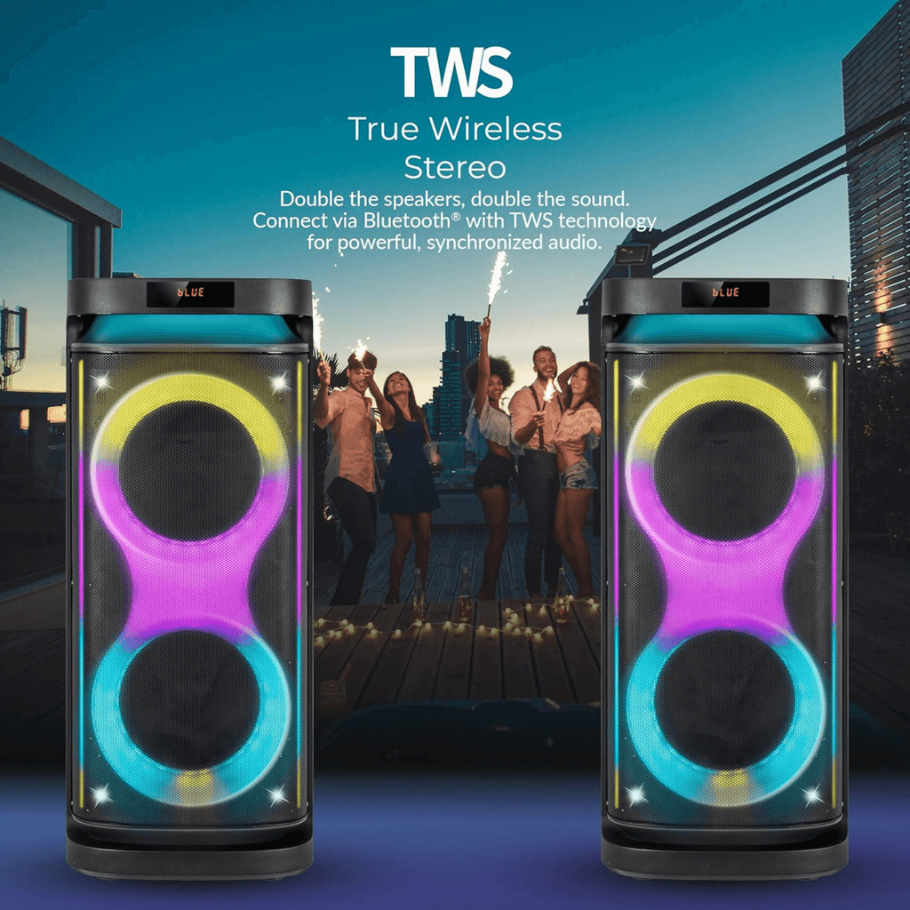 IQ Sound 2x10-Inch Portable Bluetooth DJ Speaker