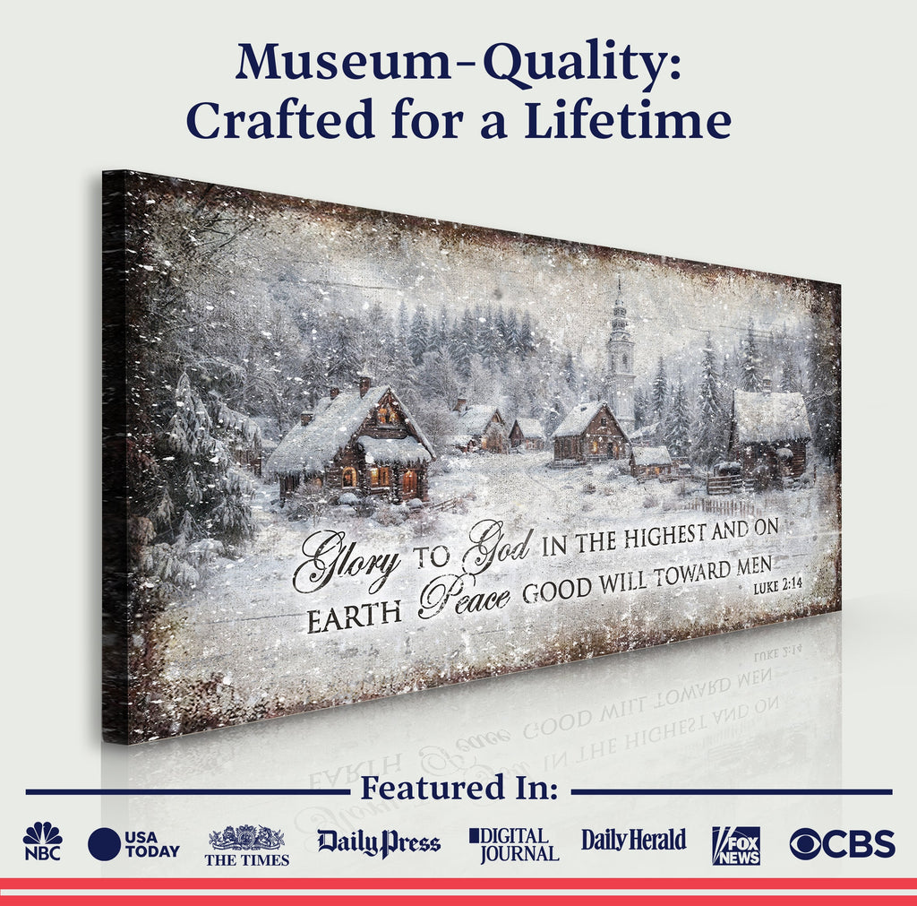 Vintage Christmas Village Luke 2:14 Scripture Sign