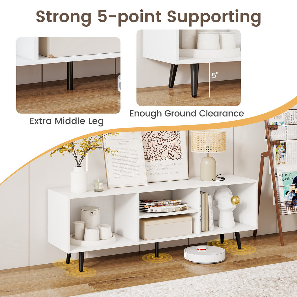 47.5 Inches TV Stand for 55-Inch TV with Compartments and Metal Legs