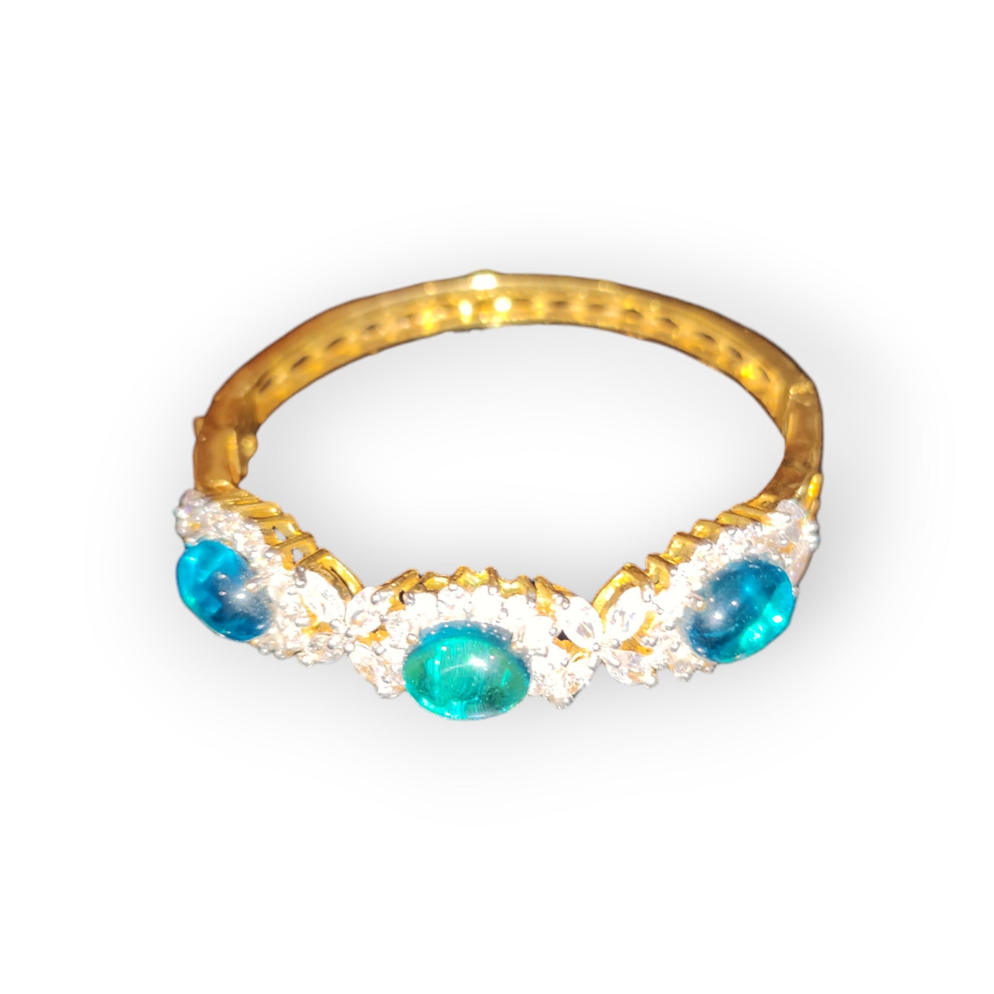 Dipped Gold Bangle with Various Stone 2.3"