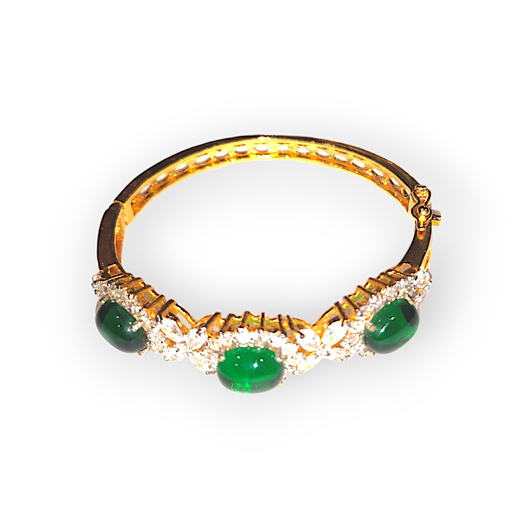 Dipped Gold Bangle with Various Stone 2.3"