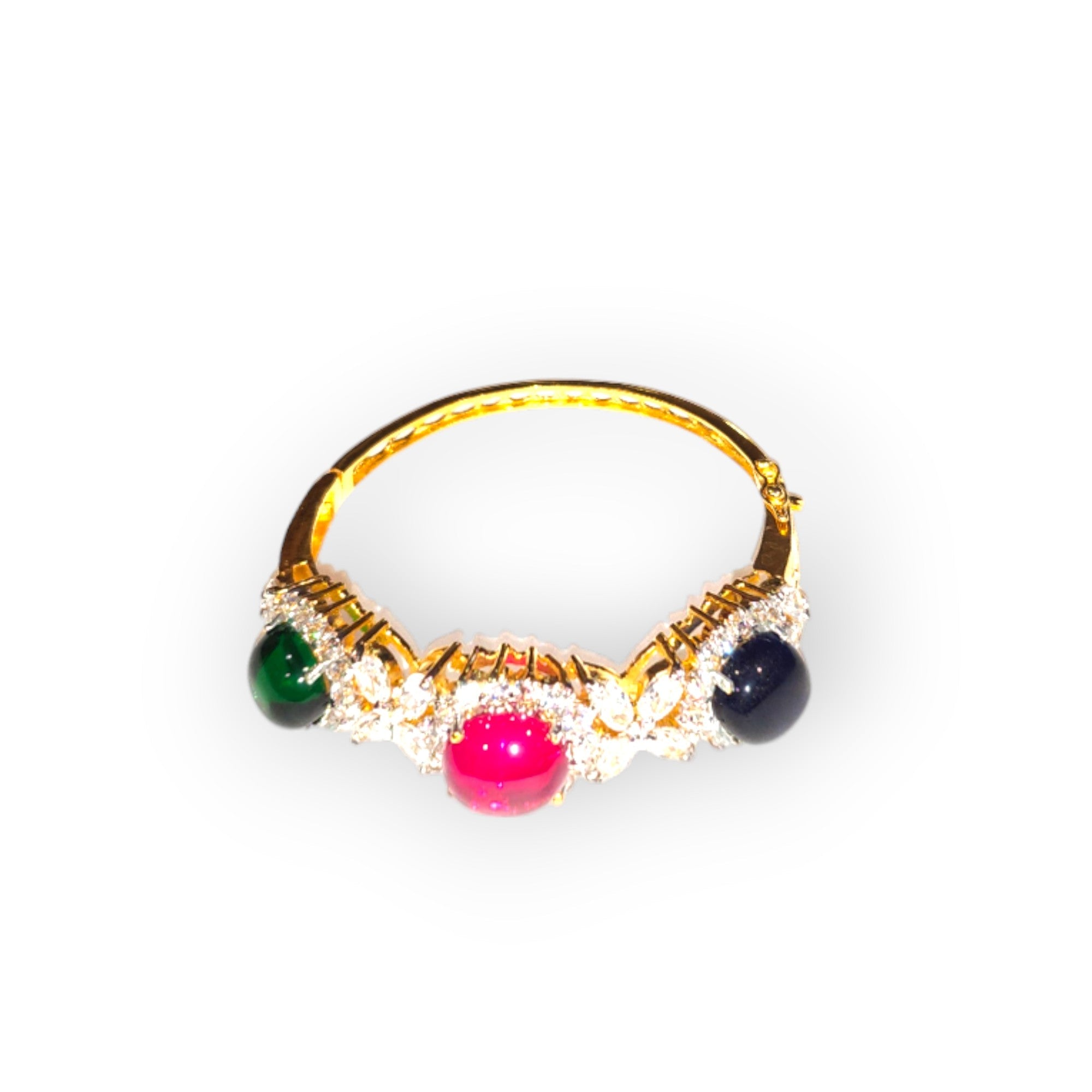 Dipped Gold Bangle with Various Stone 2.3"