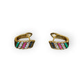 Gold Earring Five strips of Colored Stones