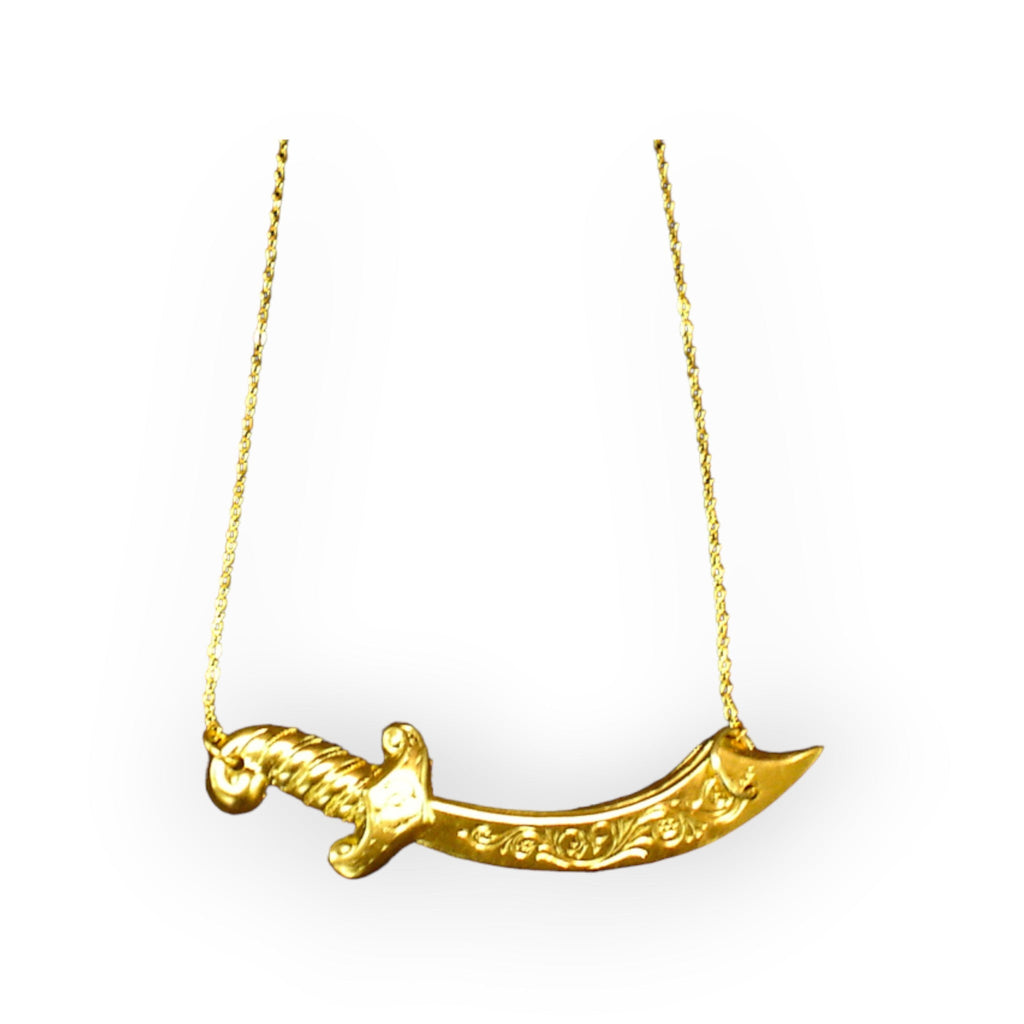 Gold Dip Scimitar and 18" Necklace 5 Micron 24K