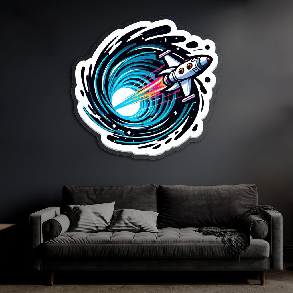 LED Neon Sign Space Jet UV Printed - Handmade Custom Acrylic Wall Art Home Decor