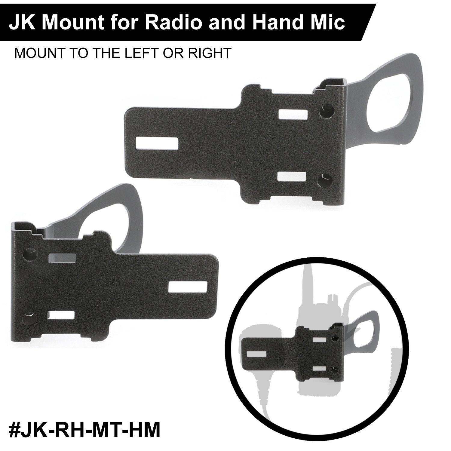 Handheld Radio Grab Bar Mount for Jeep Wrangler JK JKU JL and Gladiator JT - JK - Radio-Only Mount