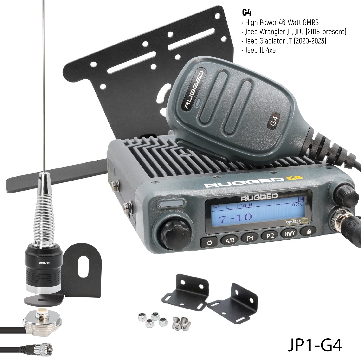 GMRS Mobile Radio Kit for Jeep Wrangler JL and Gladiator JT - G1 Waterproof