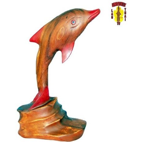 Solid Wood Carved Jumping Dolphin 20 in