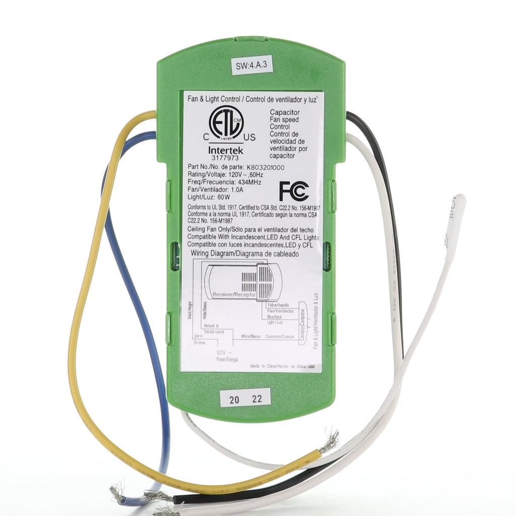 Substitute for Hampton Bay / Hunter K803201000 3-Speed Ceiling Fan Receiver - K803201000 [63T-AC83T-KIT]