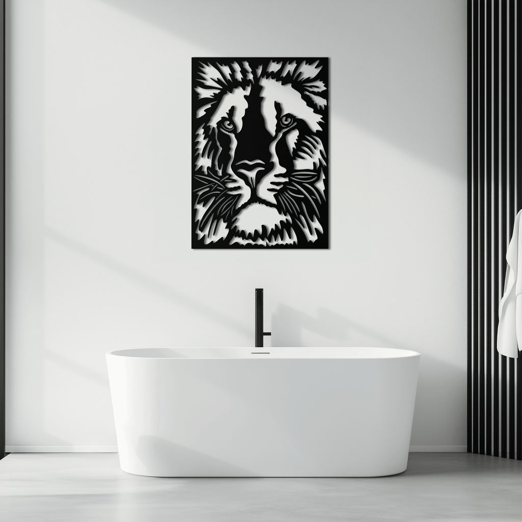 Steel Tiger Face Metal Wall Art - Contemporary Minimalist Style