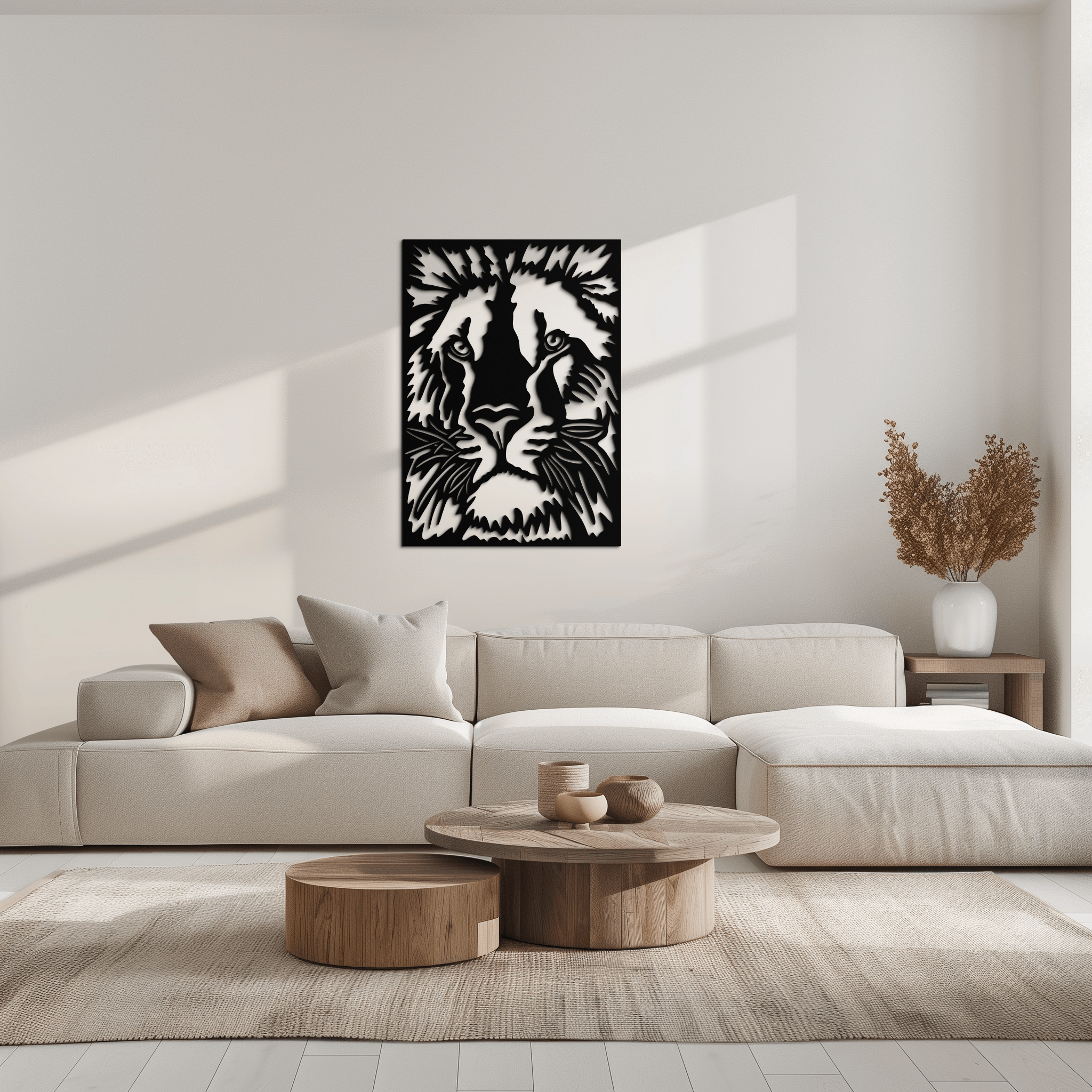 Steel Tiger Face Metal Wall Art - Contemporary Minimalist Style