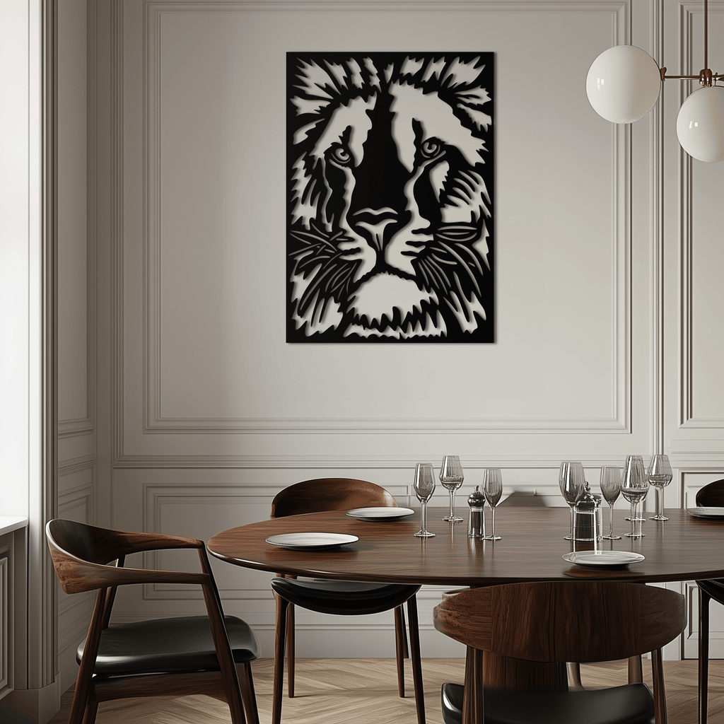 Steel Tiger Face Metal Wall Art - Contemporary Minimalist Style