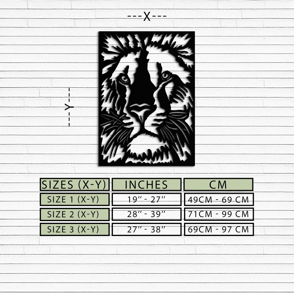 Steel Tiger Face Metal Wall Art - Contemporary Minimalist Style