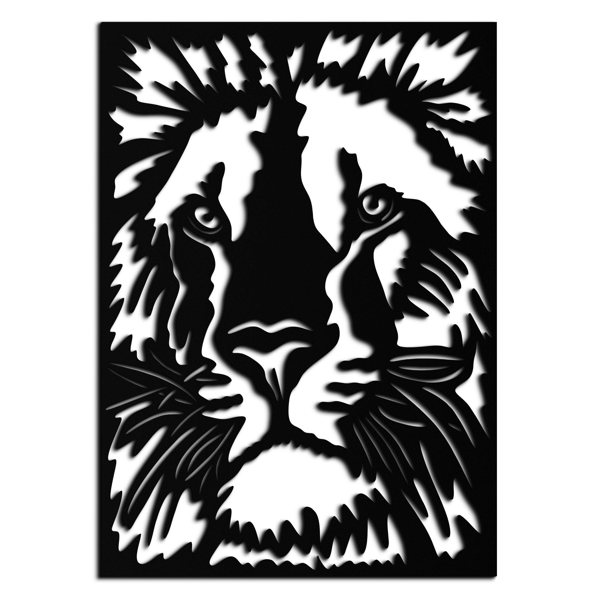 Steel Tiger Face Metal Wall Art - Contemporary Minimalist Style