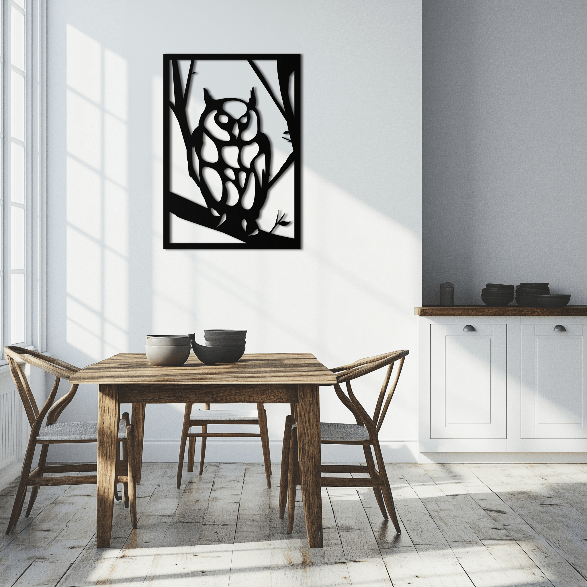 Modern Steel Owl Wall Art - Contemporary Metal Sculpture for Home and Office Decor