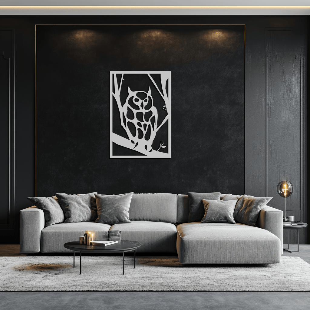 Modern Steel Owl Wall Art - Contemporary Metal Sculpture for Home and Office Decor