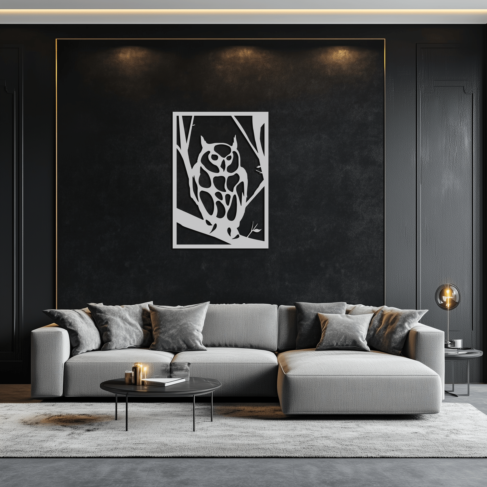 Modern Steel Owl Wall Art - Contemporary Metal Sculpture for Home and Office Decor