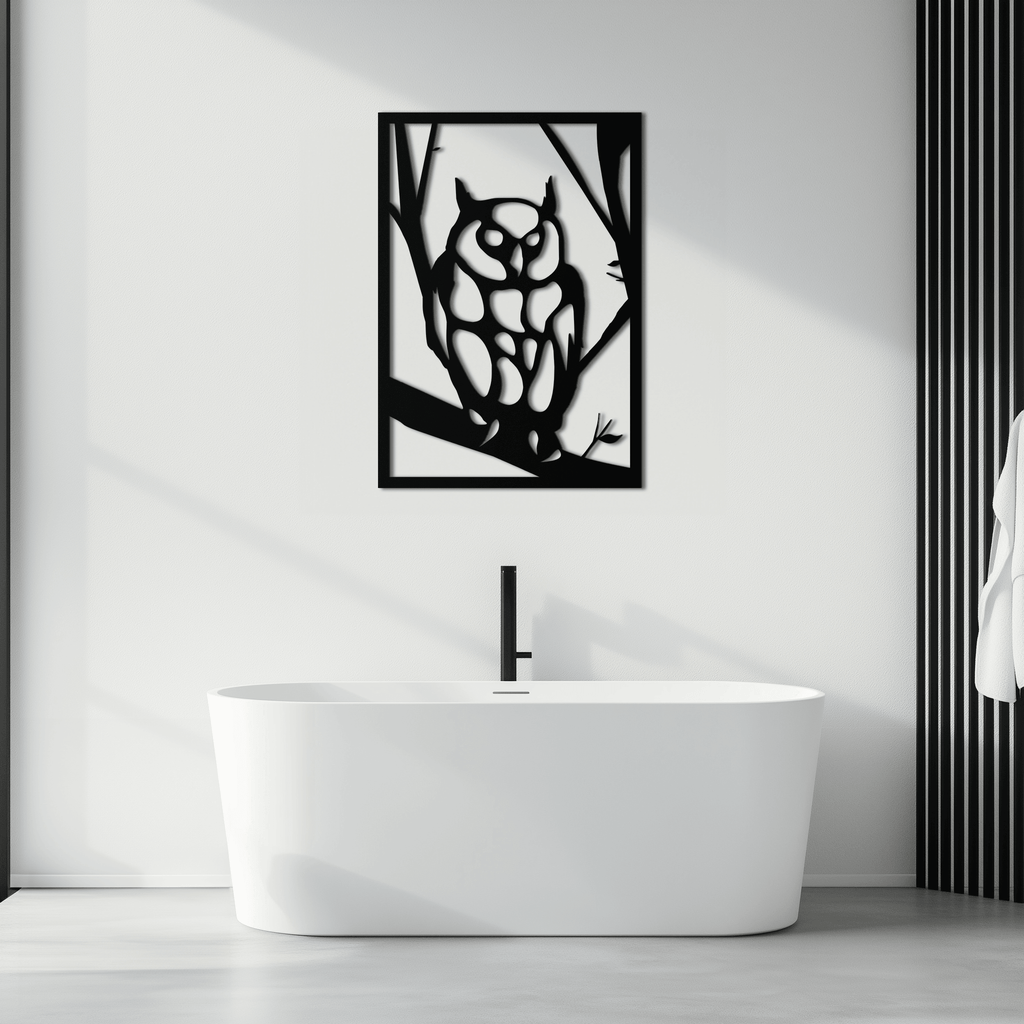 Modern Steel Owl Wall Art - Contemporary Metal Sculpture for Home and Office Decor