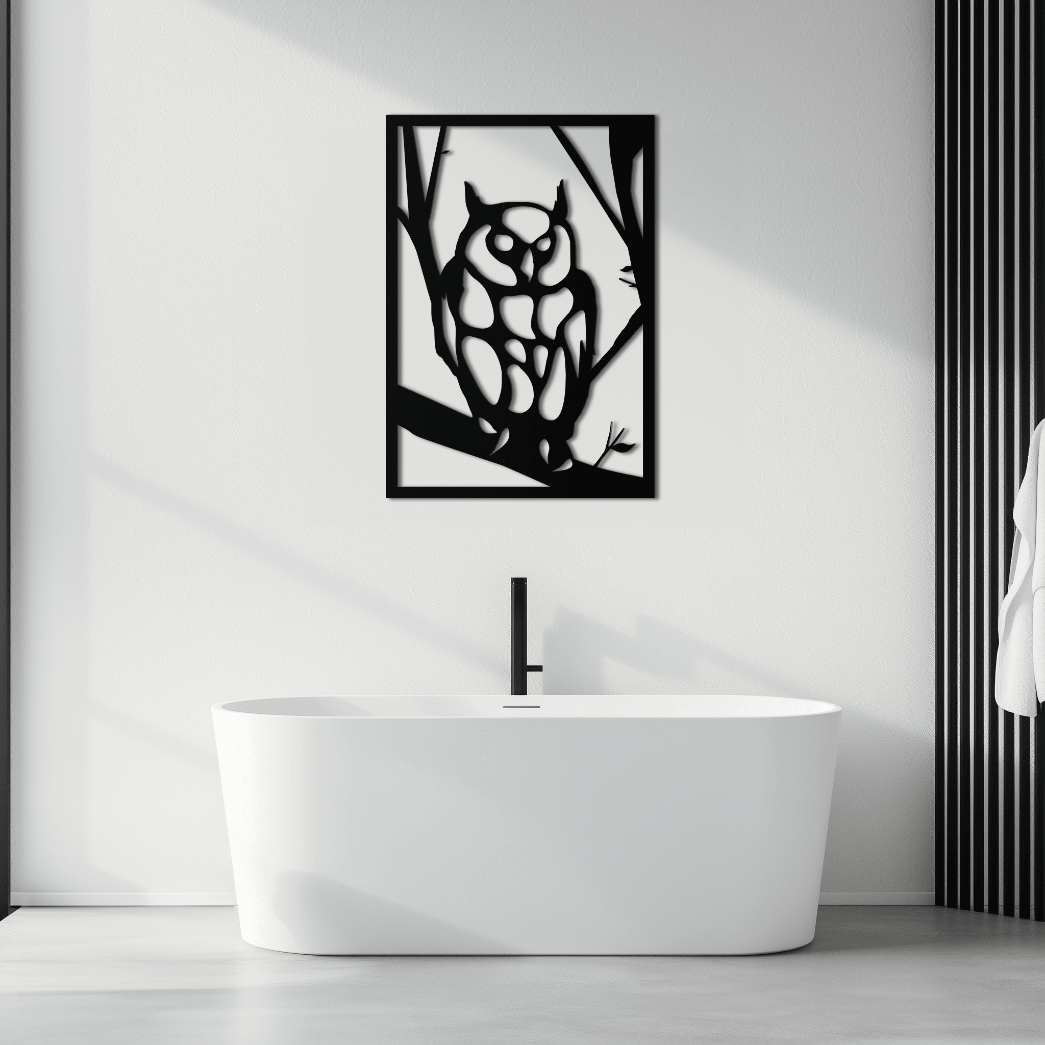 Modern Steel Owl Wall Art - Contemporary Metal Sculpture for Home and Office Decor