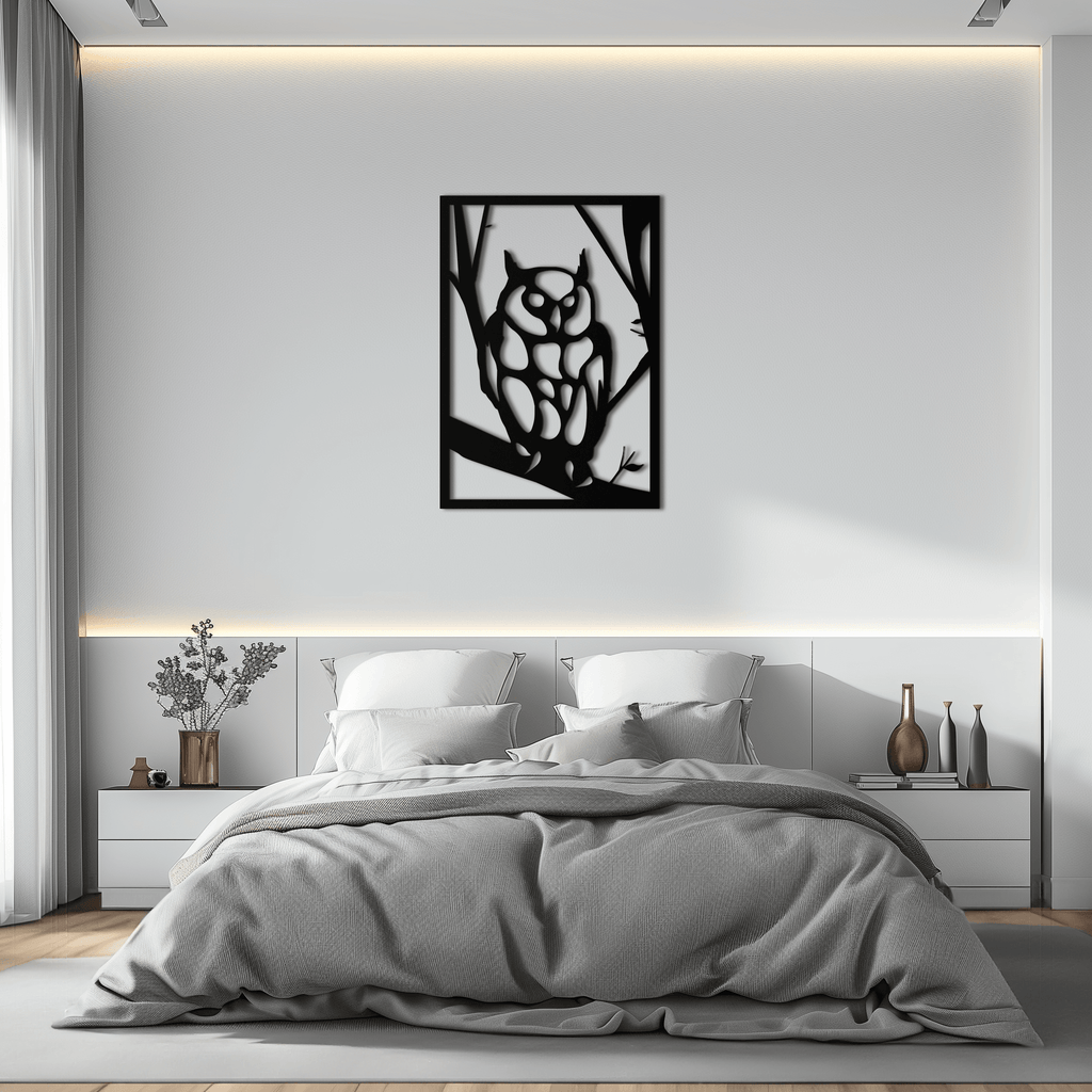 Modern Steel Owl Wall Art - Contemporary Metal Sculpture for Home and Office Decor