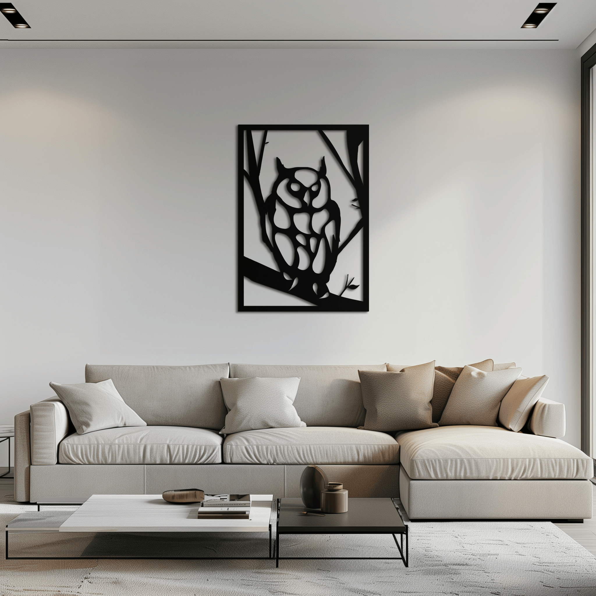 Modern Steel Owl Wall Art - Contemporary Metal Sculpture for Home and Office Decor