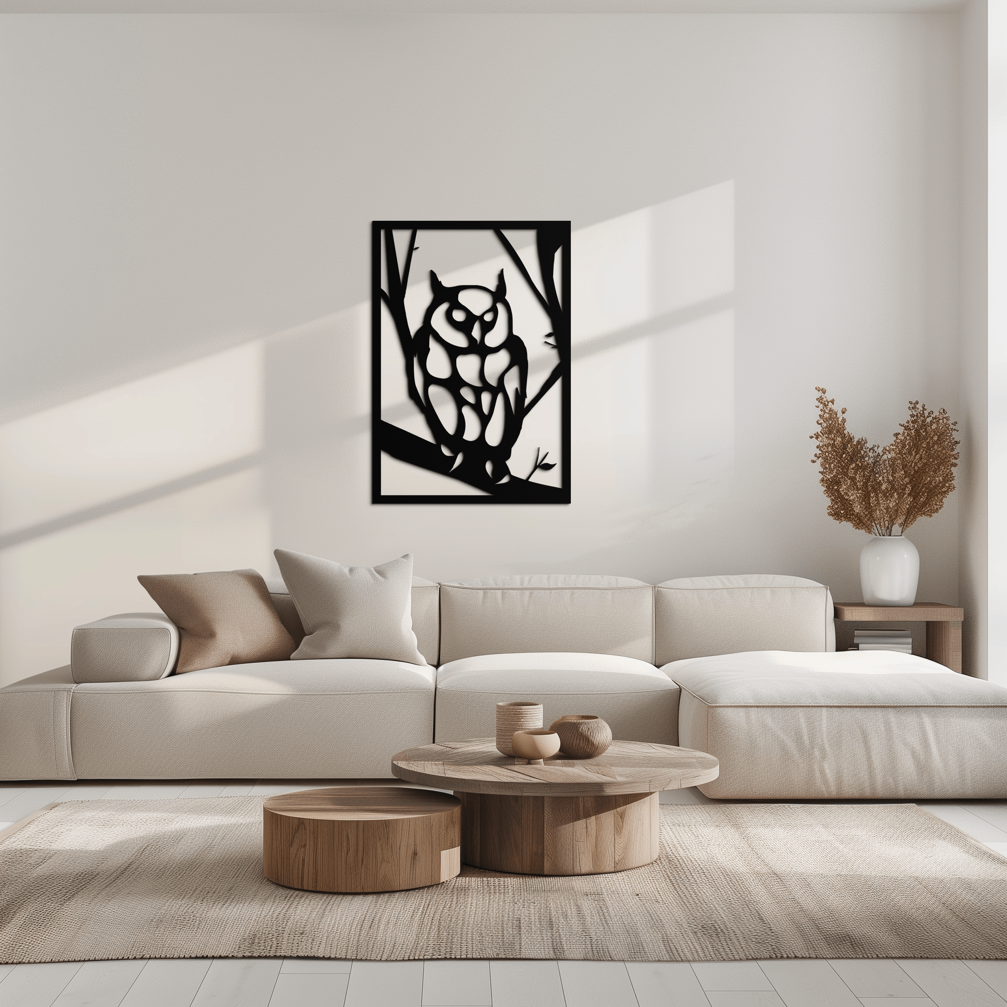 Modern Steel Owl Wall Art - Contemporary Metal Sculpture for Home and Office Decor