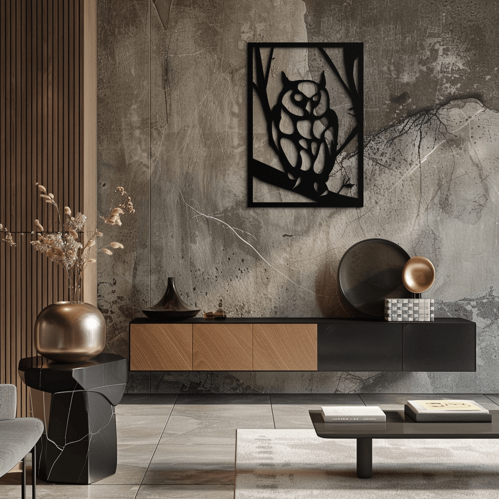 Modern Steel Owl Wall Art - Contemporary Metal Sculpture for Home and Office Decor