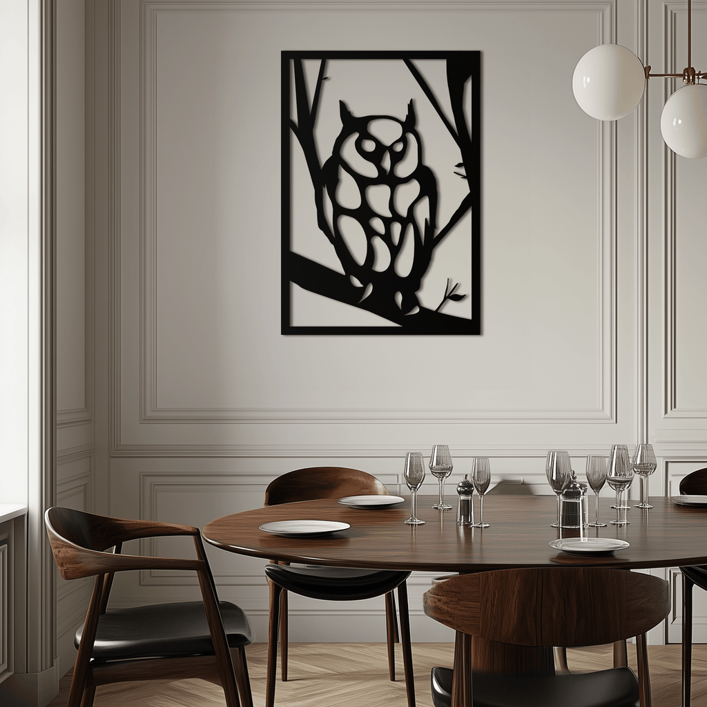 Modern Steel Owl Wall Art - Contemporary Metal Sculpture for Home and Office Decor