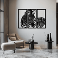 Metal Zebra Three Piece Panel Wall Art - Modern Minimalist Decor