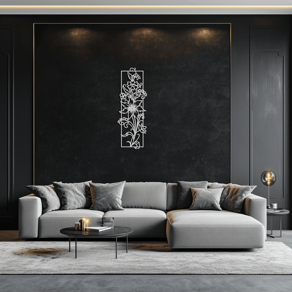Metal Floral Wall Art Panel - Contemporary Steel Botanical Design