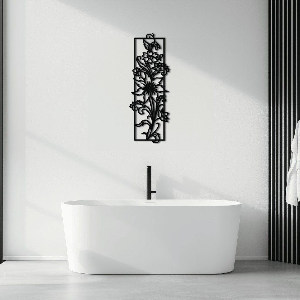 Metal Floral Wall Art Panel - Contemporary Steel Botanical Design