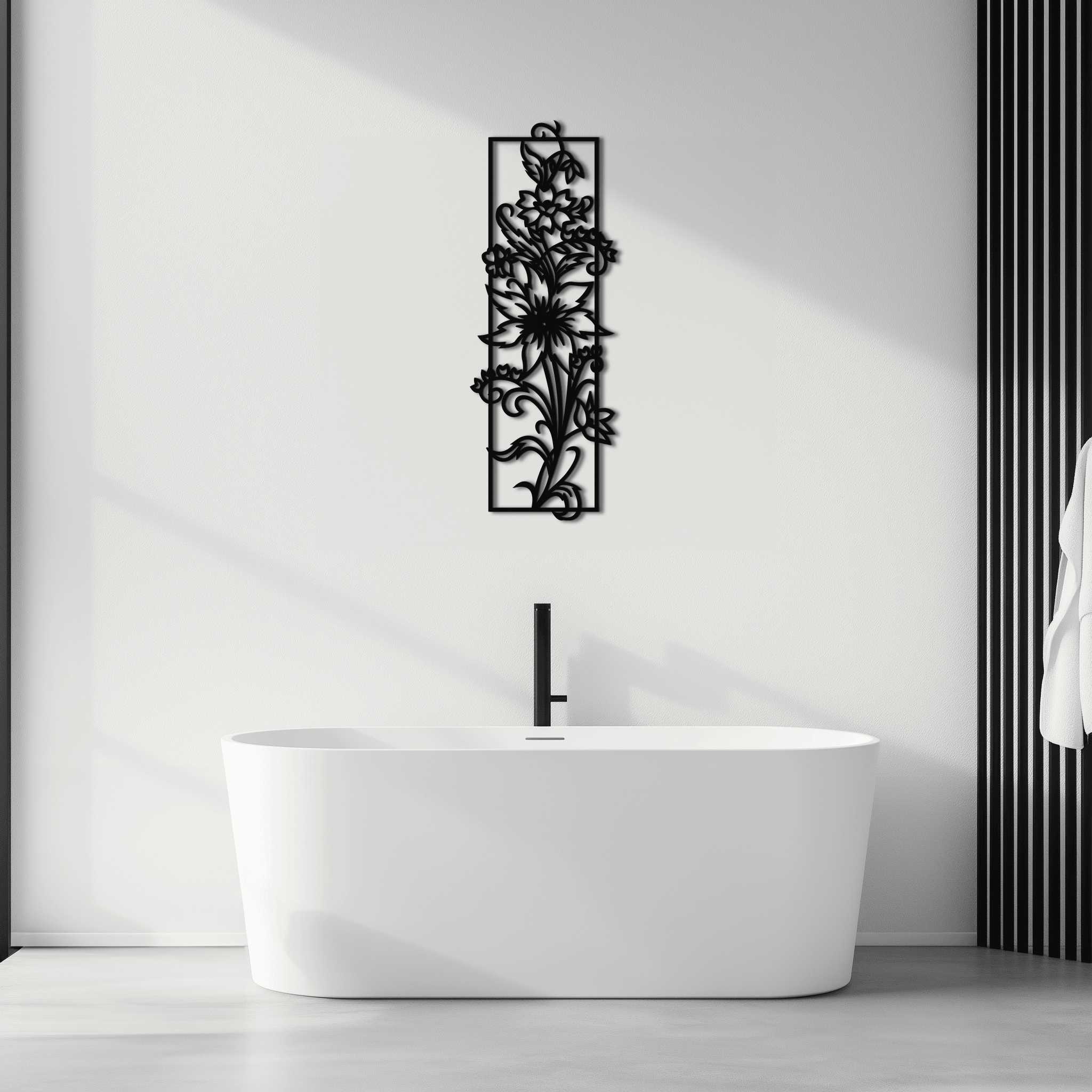 Metal Floral Wall Art Panel - Contemporary Steel Botanical Design