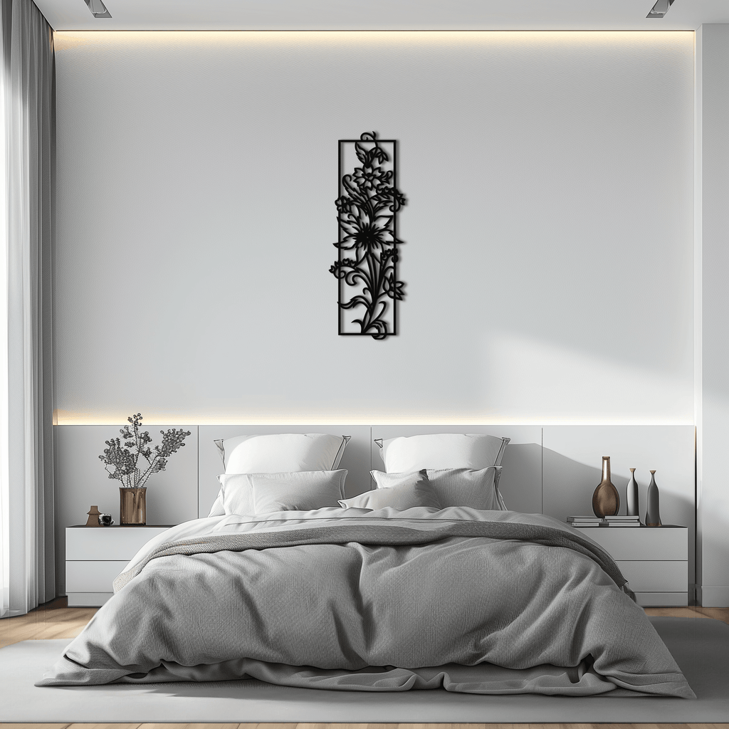 Metal Floral Wall Art Panel - Contemporary Steel Botanical Design