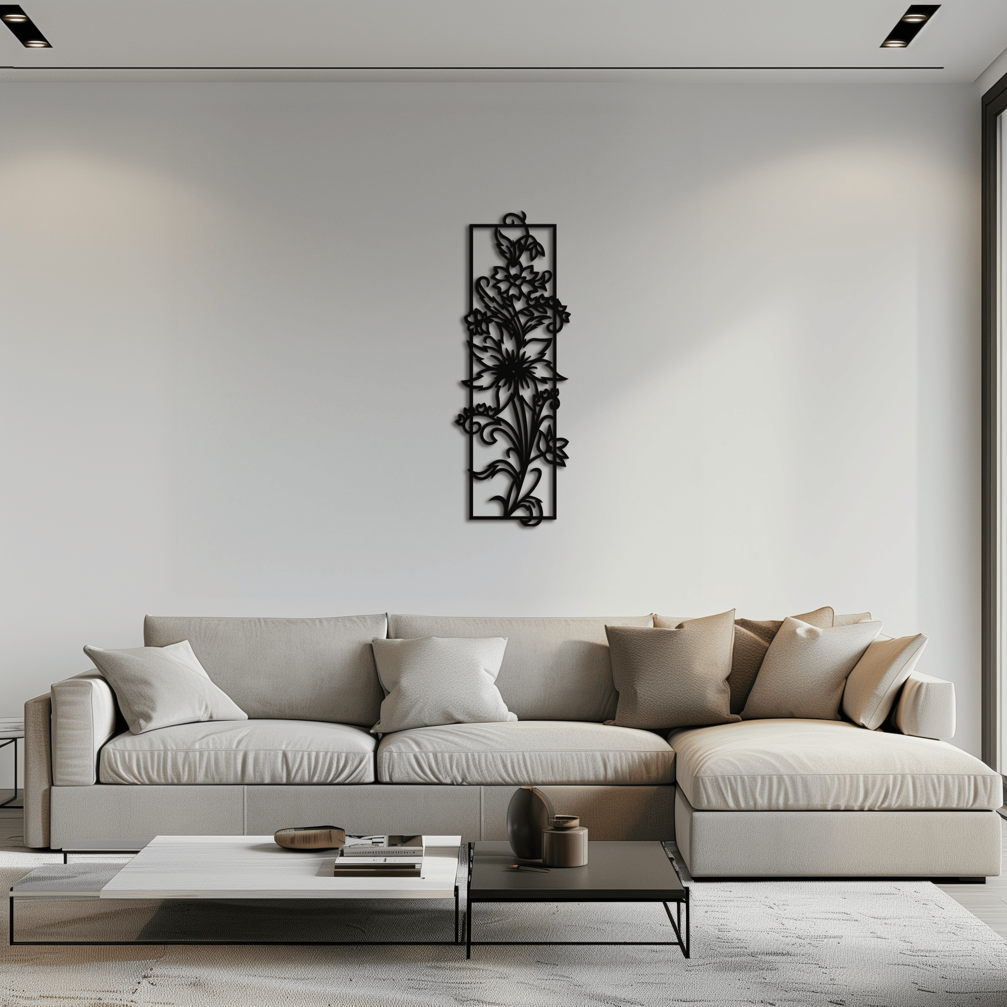 Metal Floral Wall Art Panel - Contemporary Steel Botanical Design