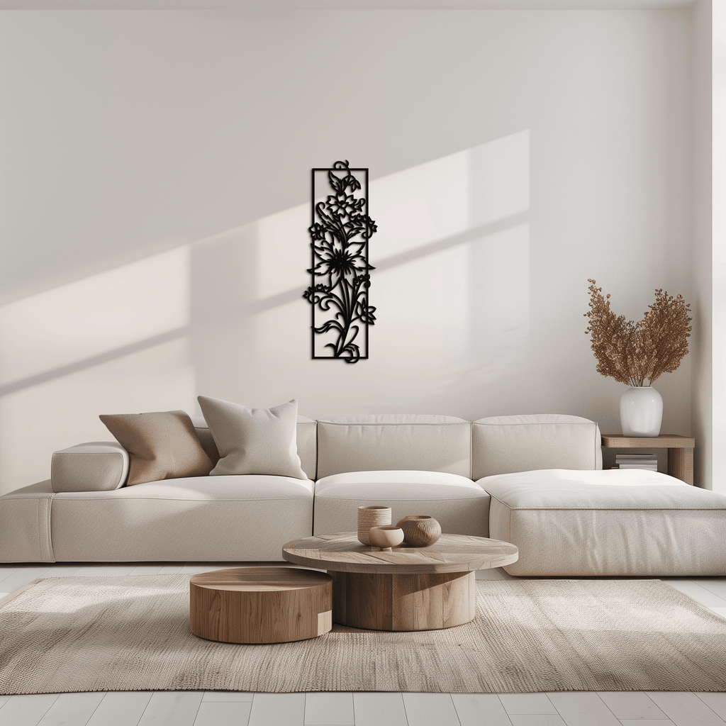 Metal Floral Wall Art Panel - Contemporary Steel Botanical Design