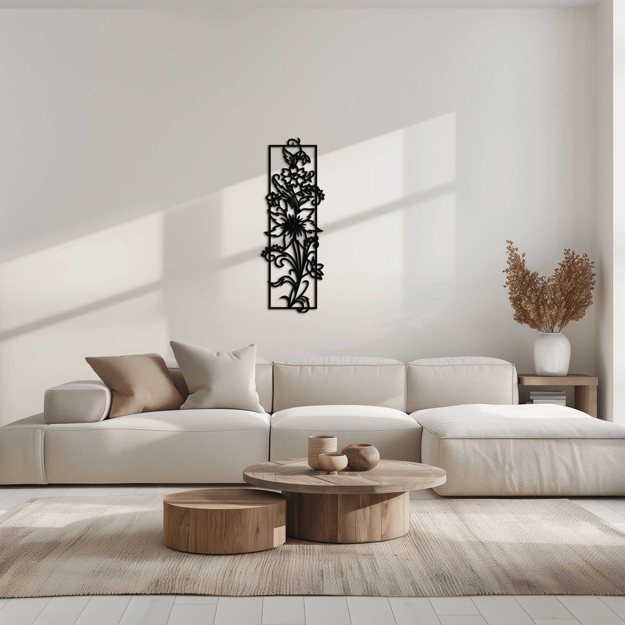 Metal Floral Wall Art Panel - Contemporary Steel Botanical Design
