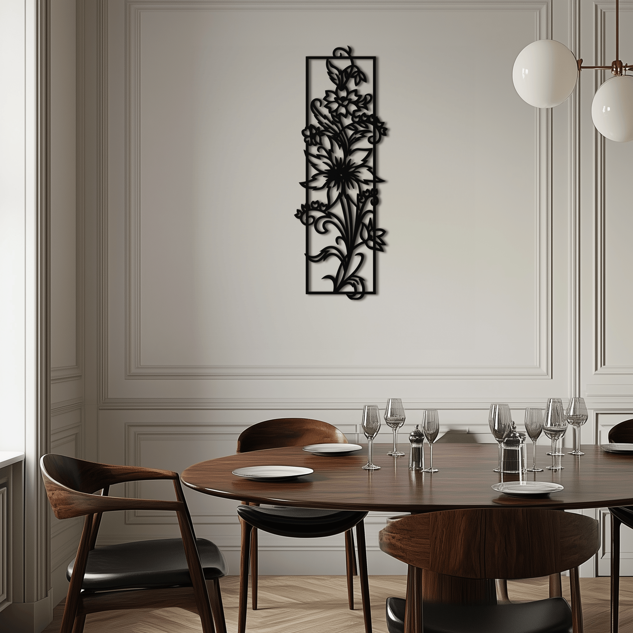 Metal Floral Wall Art Panel - Contemporary Steel Botanical Design