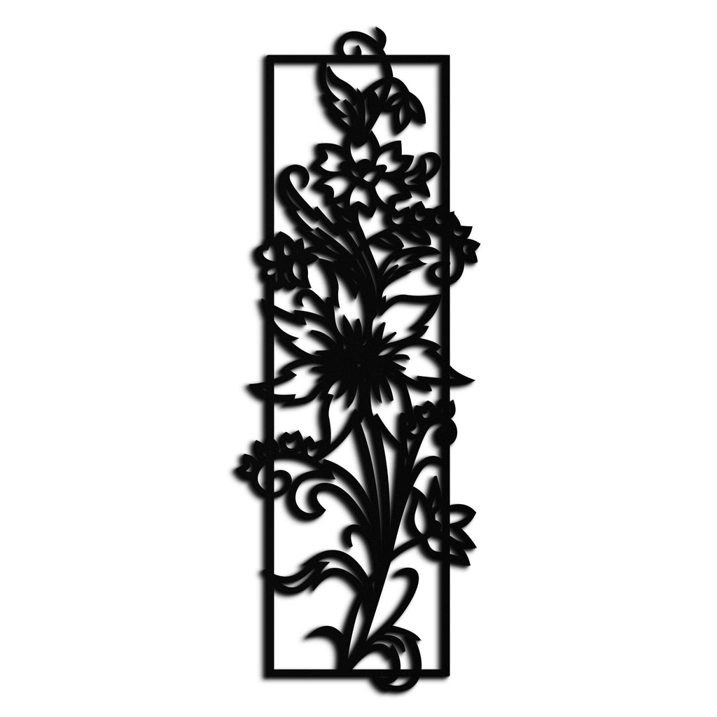 Metal Floral Wall Art Panel - Contemporary Steel Botanical Design
