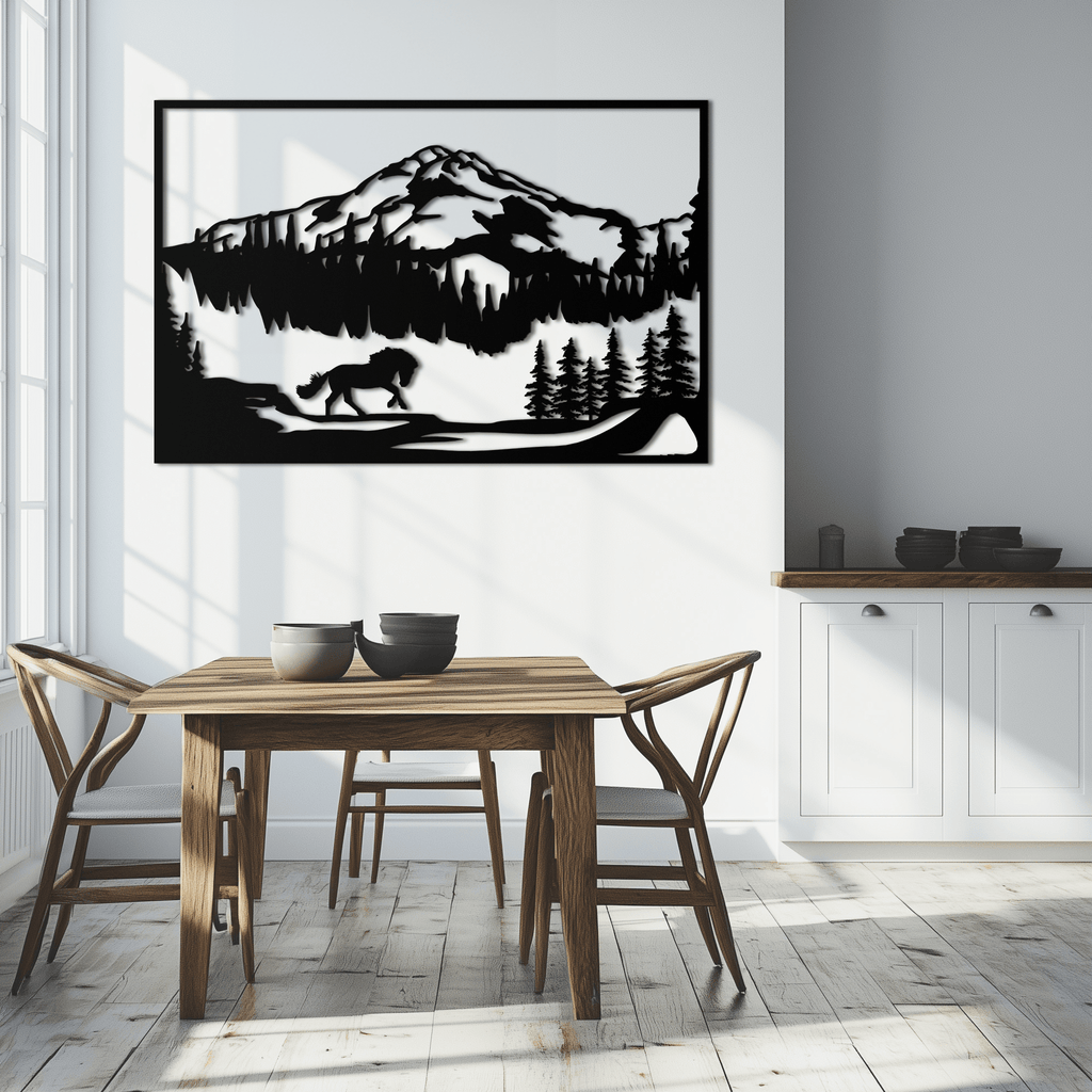 Steel Mountain Horse Wall Art - Western Rustic Cabin Home Decor