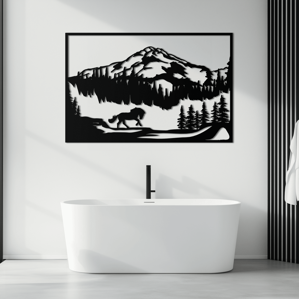 Steel Mountain Horse Wall Art - Western Rustic Cabin Home Decor