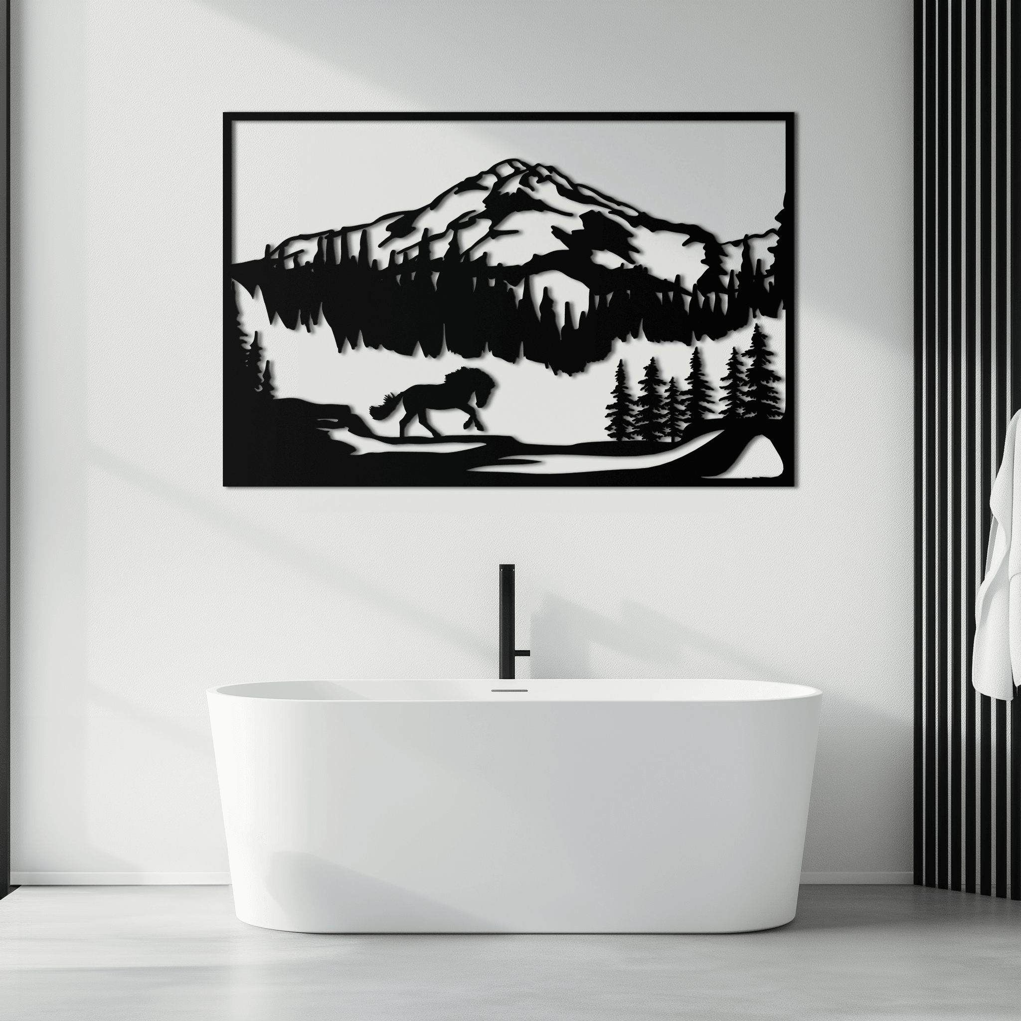 Steel Mountain Horse Wall Art - Western Rustic Cabin Home Decor