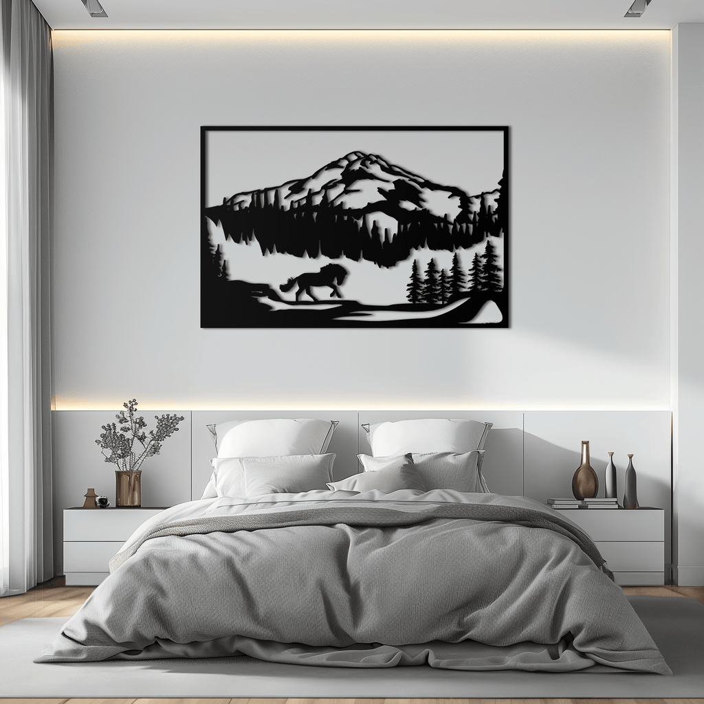 Steel Mountain Horse Wall Art - Western Rustic Cabin Home Decor