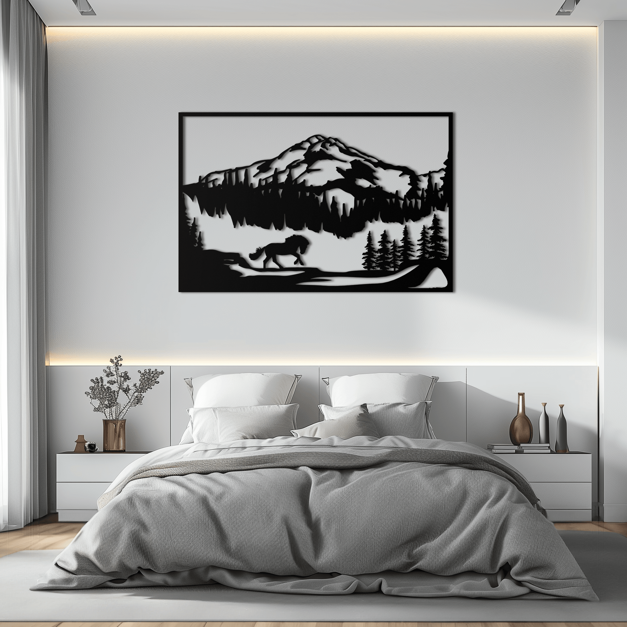 Steel Mountain Horse Wall Art - Western Rustic Cabin Home Decor