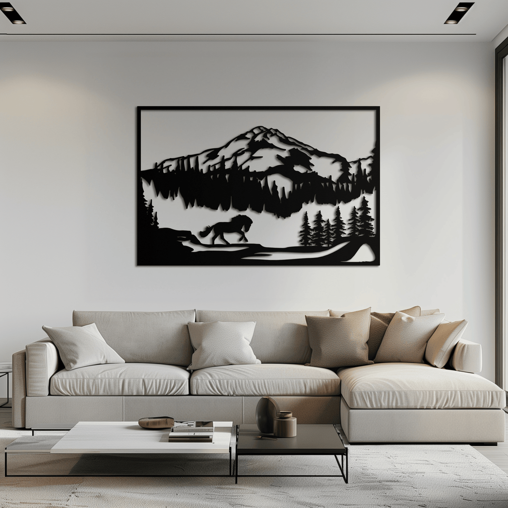 Steel Mountain Horse Wall Art - Western Rustic Cabin Home Decor
