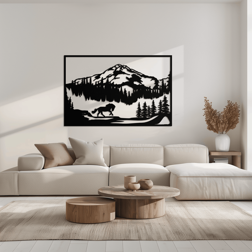 Steel Mountain Horse Wall Art - Western Rustic Cabin Home Decor