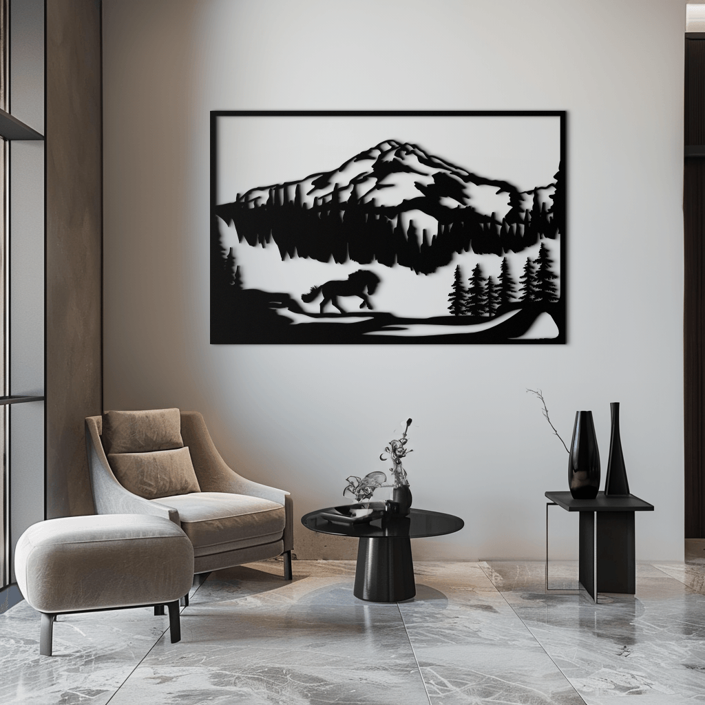 Steel Mountain Horse Wall Art - Western Rustic Cabin Home Decor