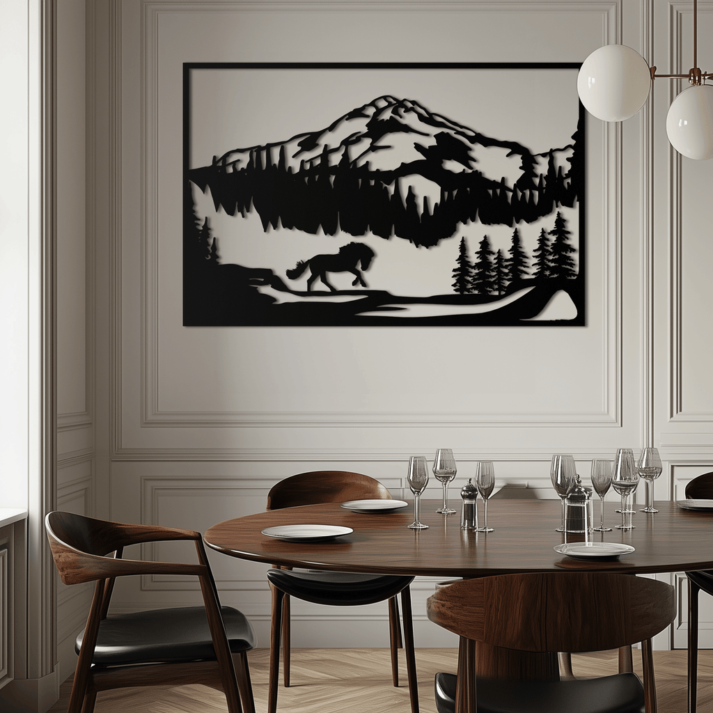 Steel Mountain Horse Wall Art - Western Rustic Cabin Home Decor