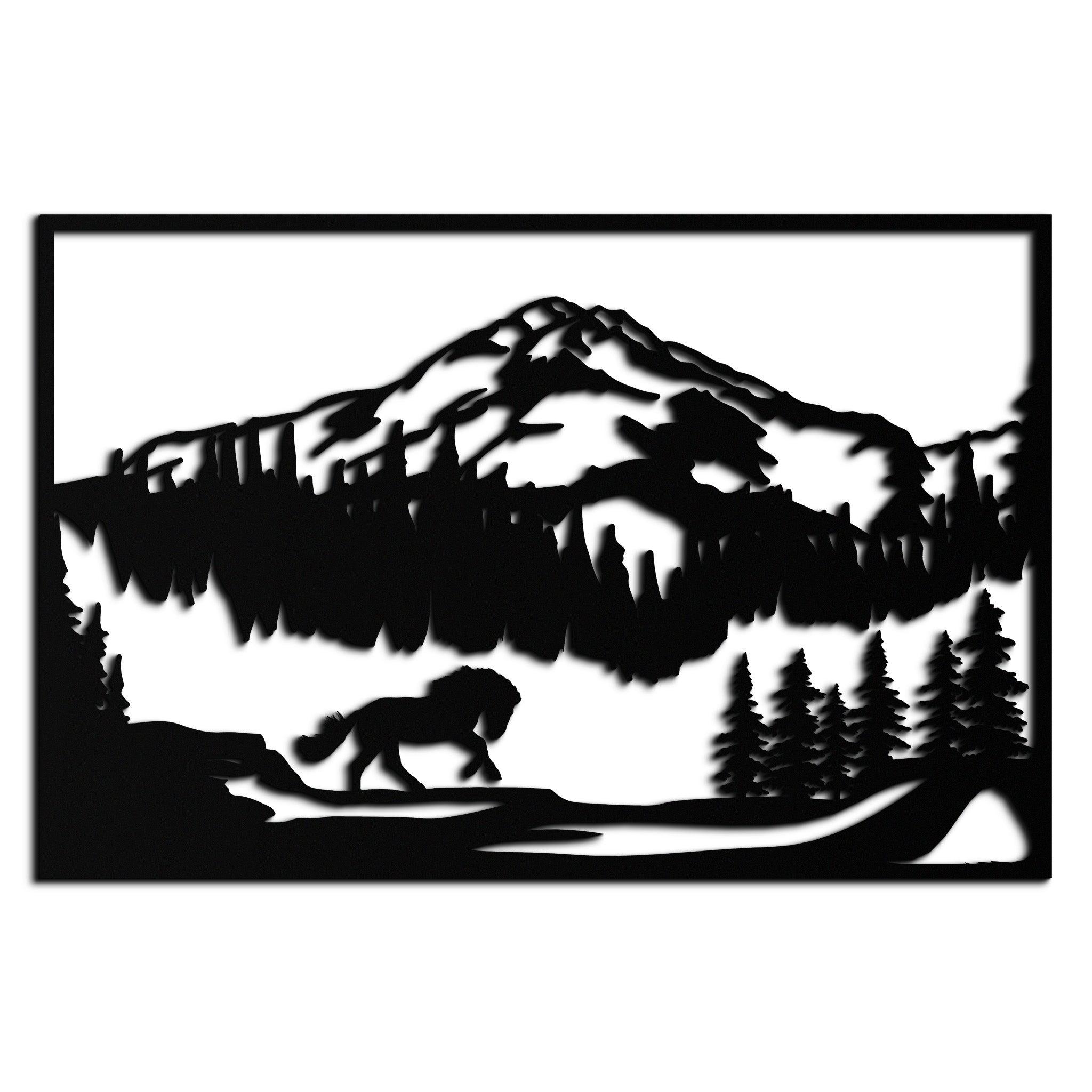 Steel Mountain Horse Wall Art - Western Rustic Cabin Home Decor